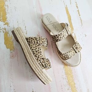 NWT Sole Society Vanyah Cow Hair Upper Leopard Print Women's Sandals Size 9M